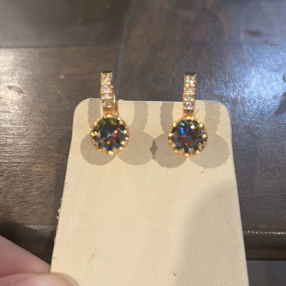 18K Gold Filled Mystical Topaz CZ Zircon Earrings - Picture 10 of 14